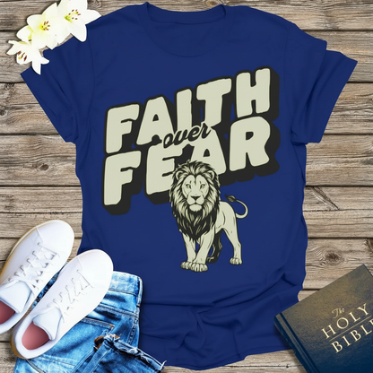 Faith Over Fear Lion T-Shirt_dual_model_life