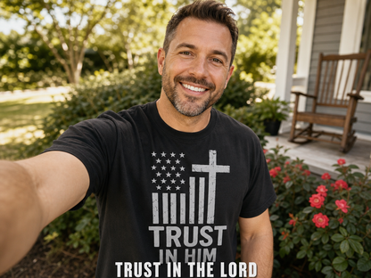 Trust In Him Cross Flag T-Shirt_ugc_outdoor