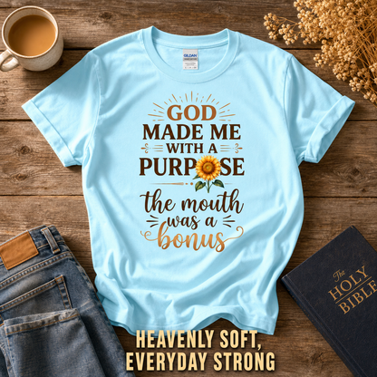 Purpose and Bonus Mouth T-Shirt_style_flat