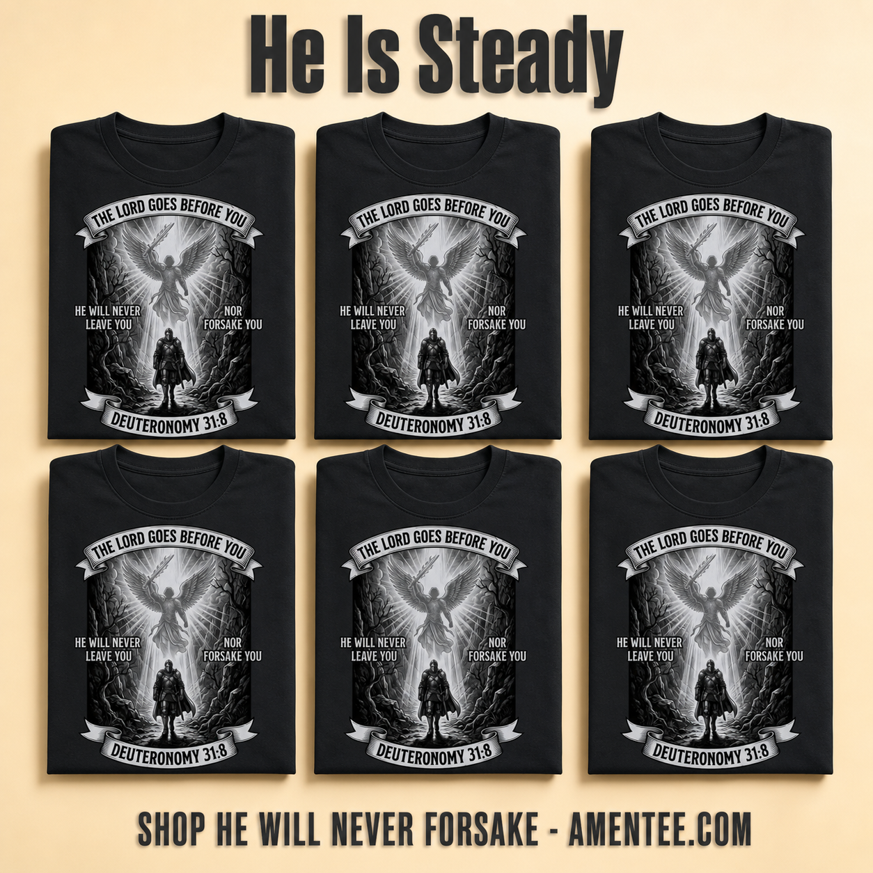 He Will Never Forsake T-Shirt_6color_grid