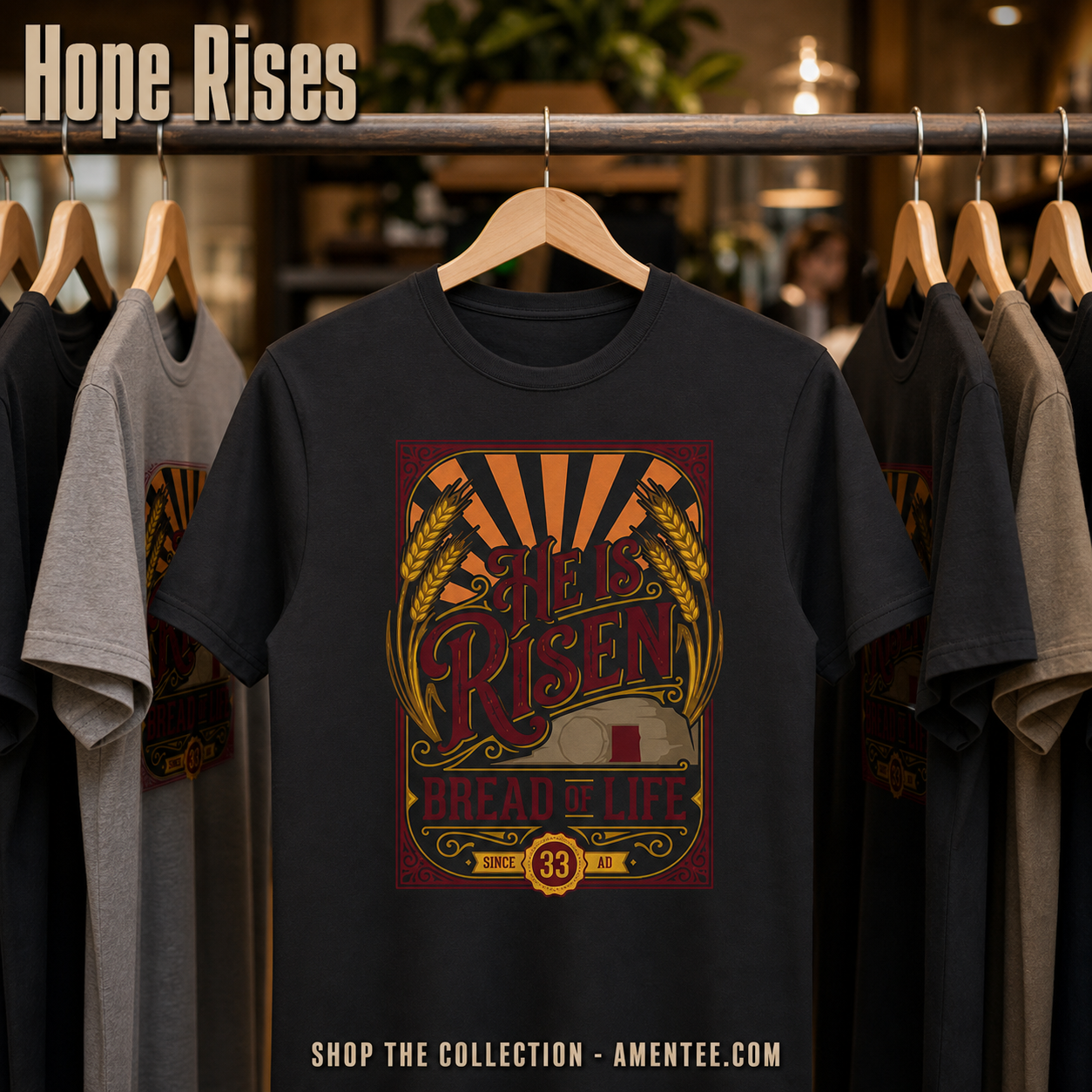 He Is Risen Bread of Life T-Shirt_boutique_rack