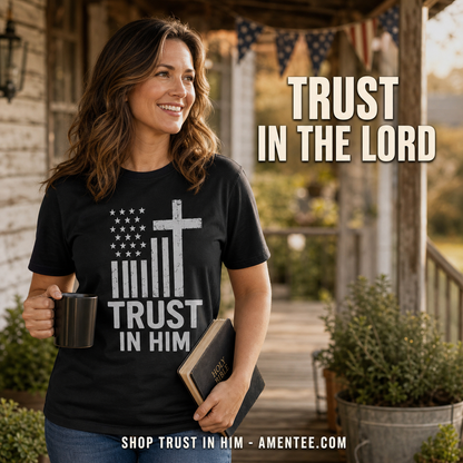 Trust In Him Cross Flag T-Shirt_contextual