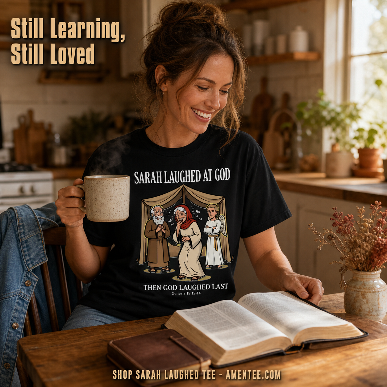 Sarah Laughed at God T-Shirt_contextual