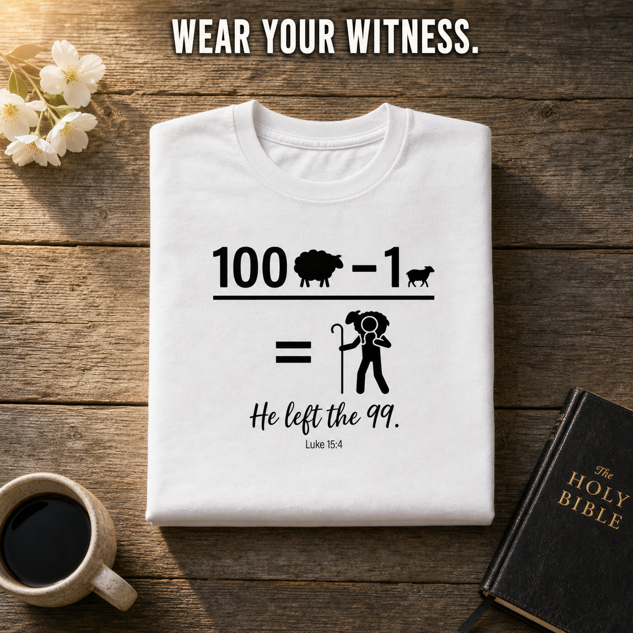 He Left the 99 T-Shirt_folded_flatlay
