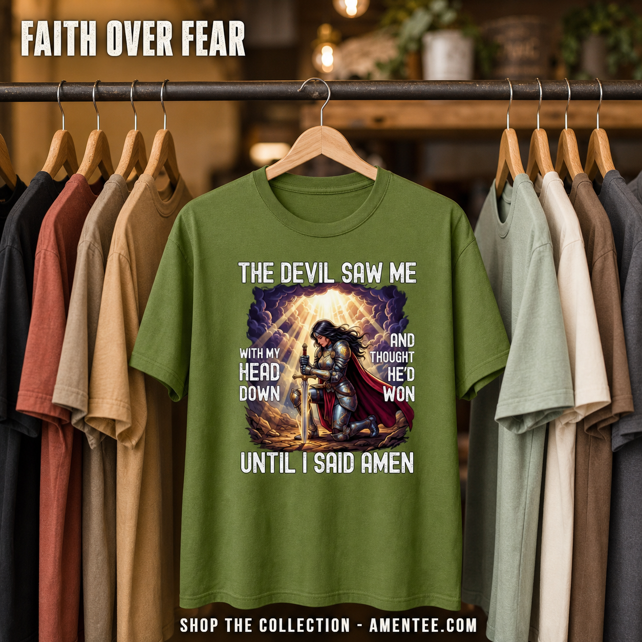 Warrior Prayer Victory T-Shirt_boutique_rack