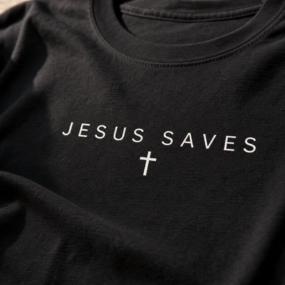 Jesus Saves T-Shirt_macro_detail