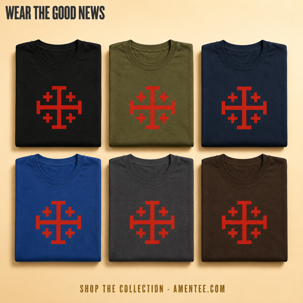 Bold Jerusalem Cross T-Shirt_6color_grid