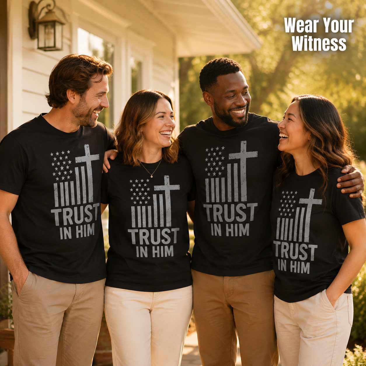 Trust In Him Cross Flag T-Shirt_group_shot