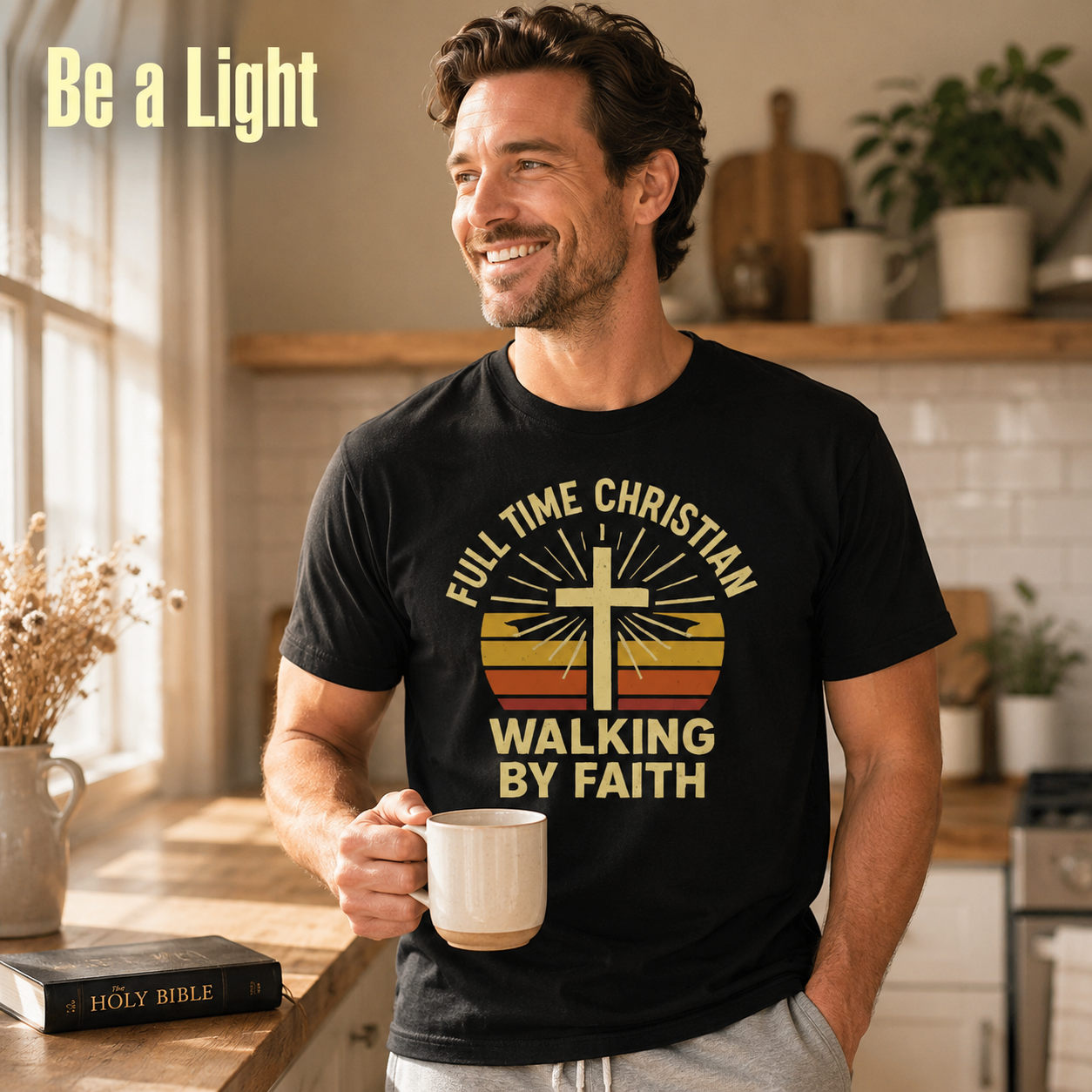 Full Time Christian Walking by Faith T-Shirt_ls_indoor
