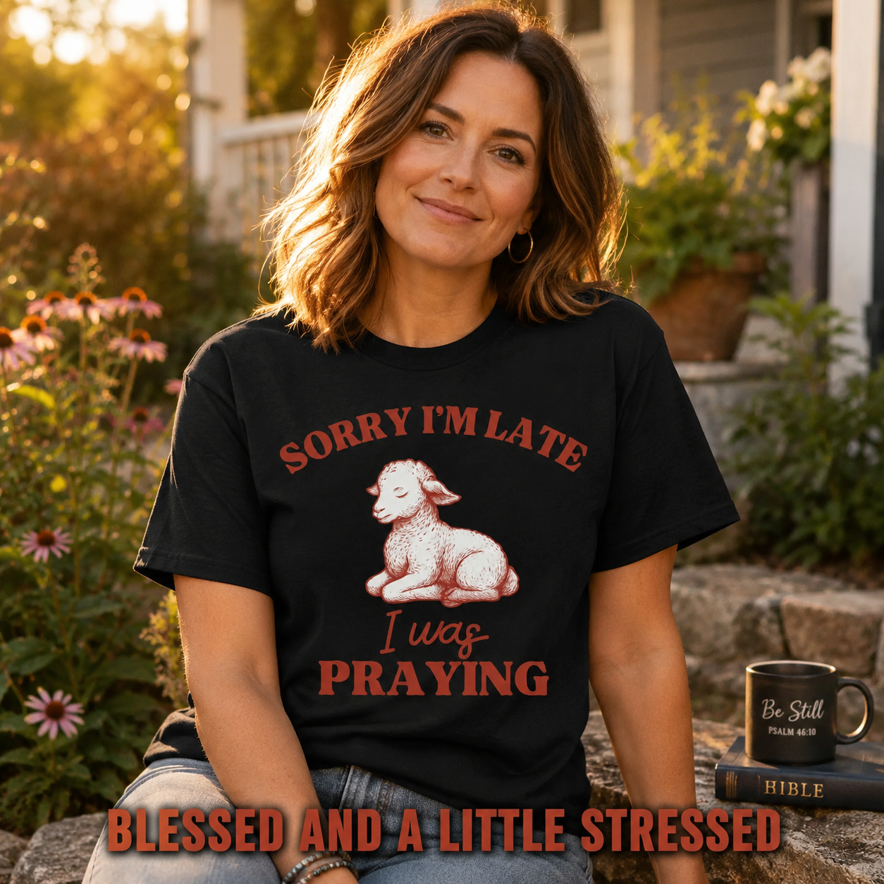 Sorry I'm Late I Was Praying T-Shirt_ls_golden
