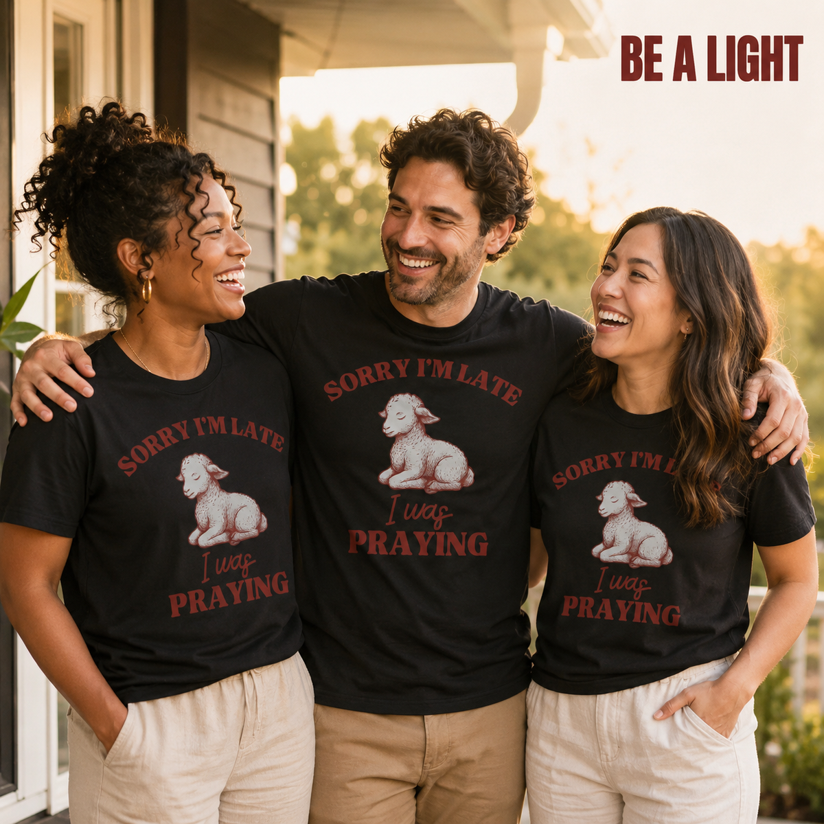 Sorry I'm Late I Was Praying T-Shirt_group_shot