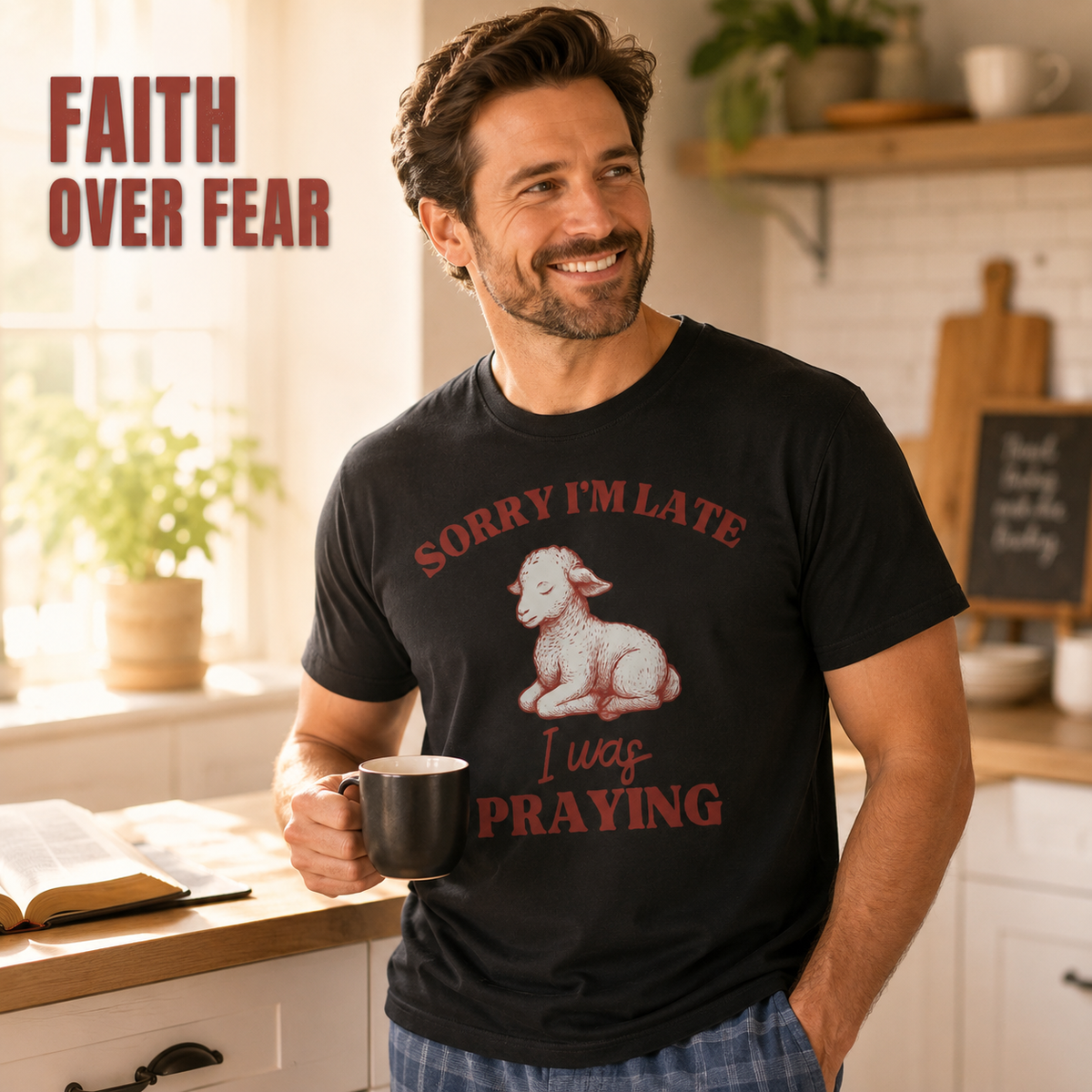 Sorry I'm Late I Was Praying T-Shirt_ls_indoor