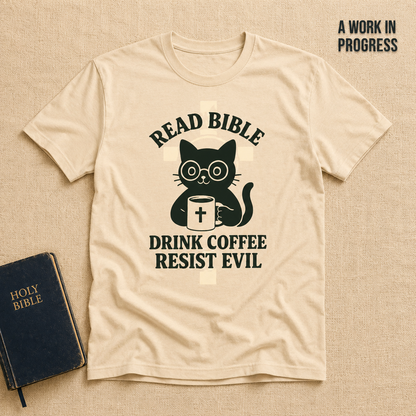Read Bible Resist Evil Cat T-Shirt_min_flat