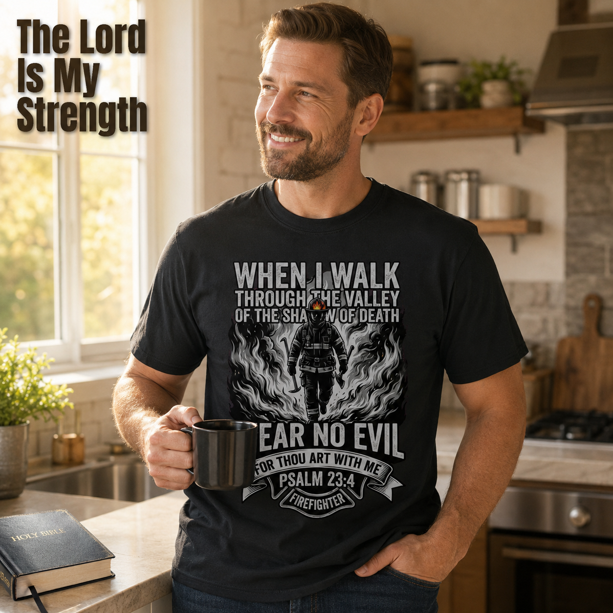 Fear No Evil Firefighter T-Shirt_ls_indoor