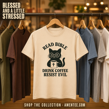 Read Bible Resist Evil Cat T-Shirt_boutique_rack
