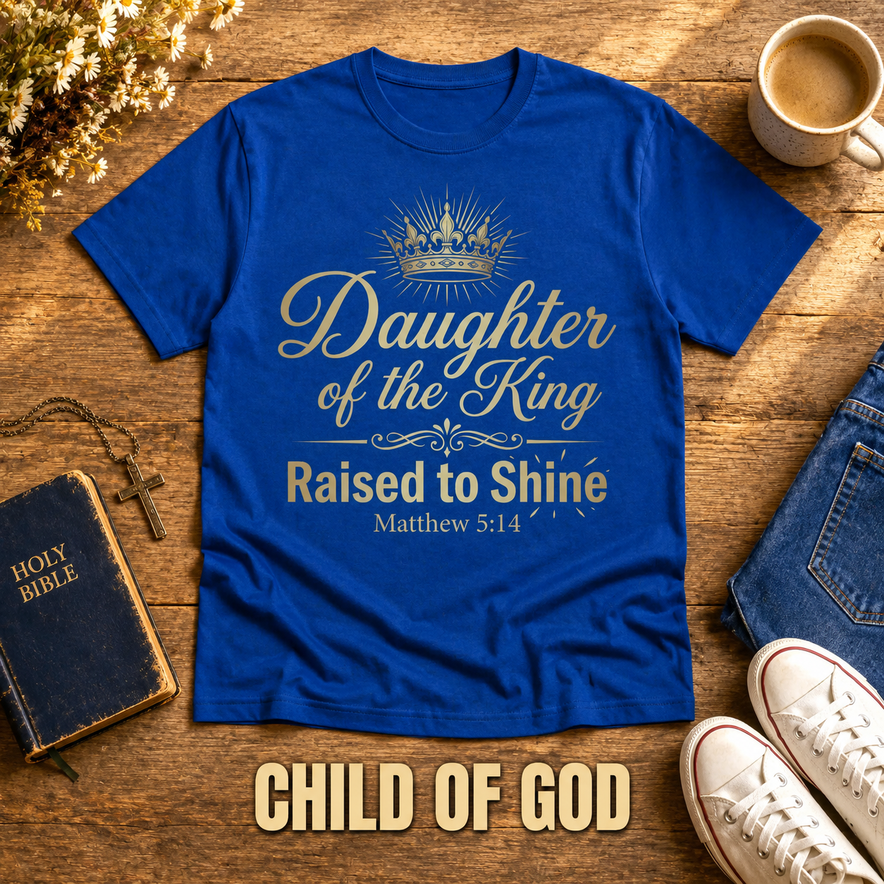 Daughter of the King Raised to Shine T-Shirt_style_flat