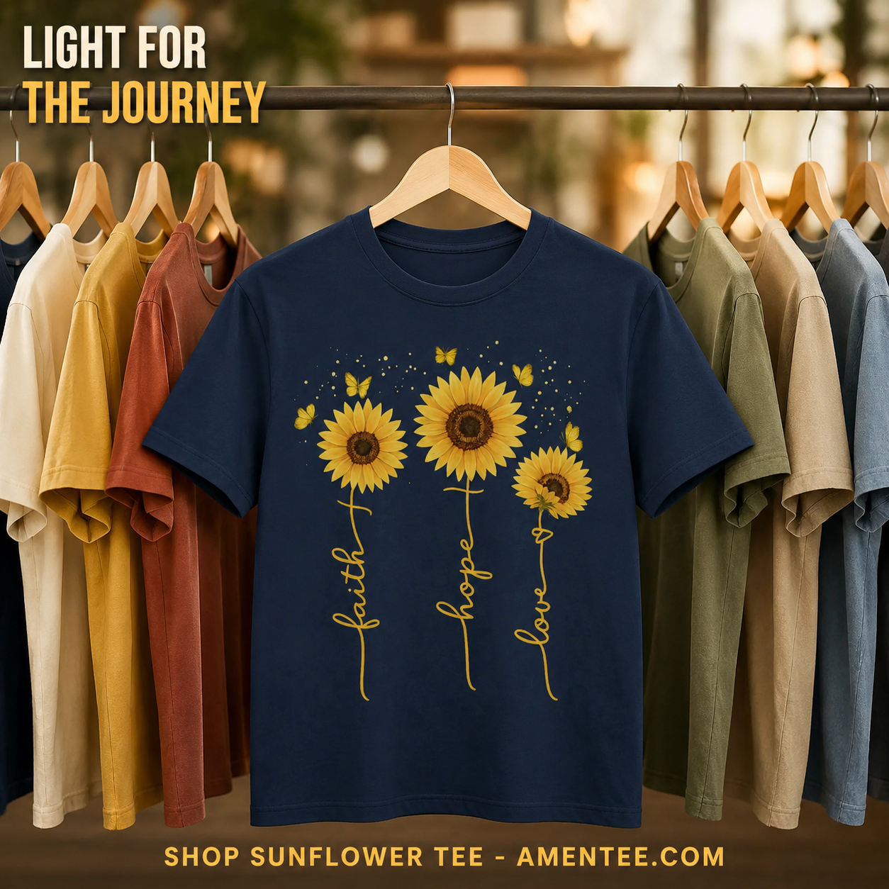 Sunflower Faith Hope Love T-Shirt_boutique_rack