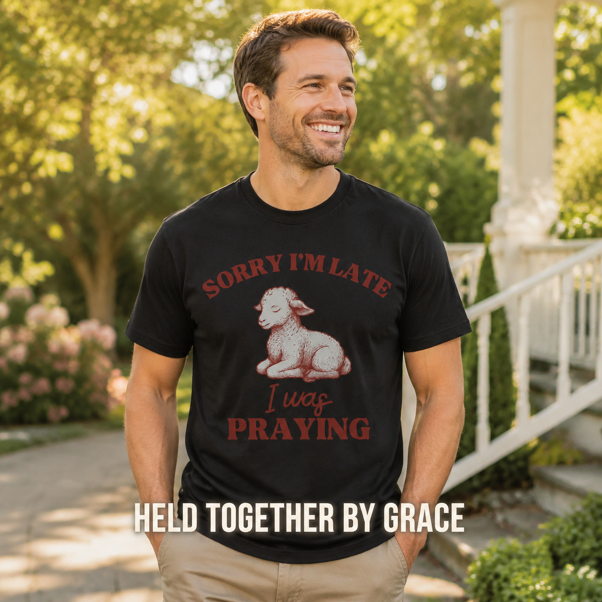 Sorry I'm Late I Was Praying T-Shirt_active_outdoor