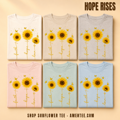Sunflower Faith Hope Love T-Shirt_6color_grid