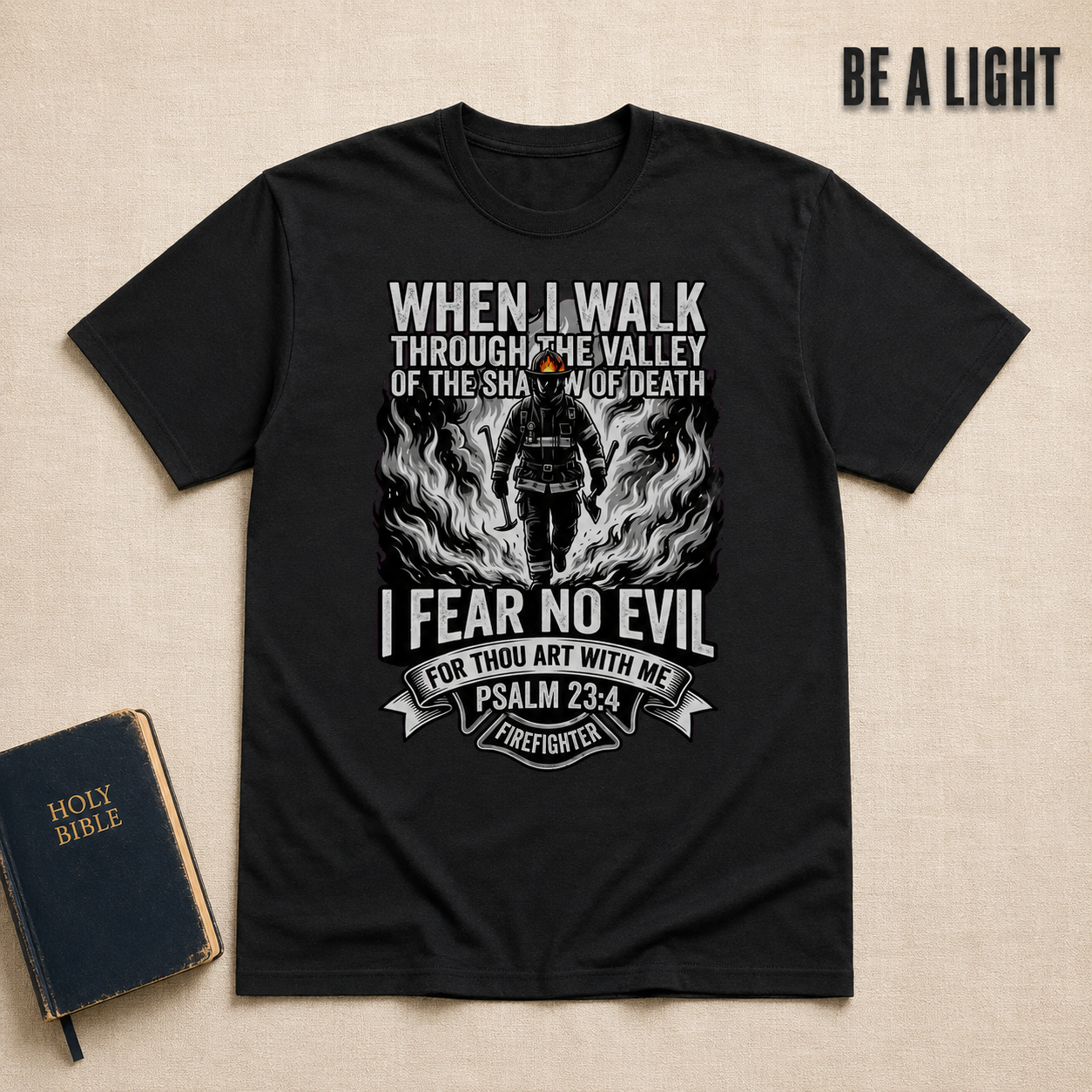 Fear No Evil Firefighter T-Shirt_min_flat