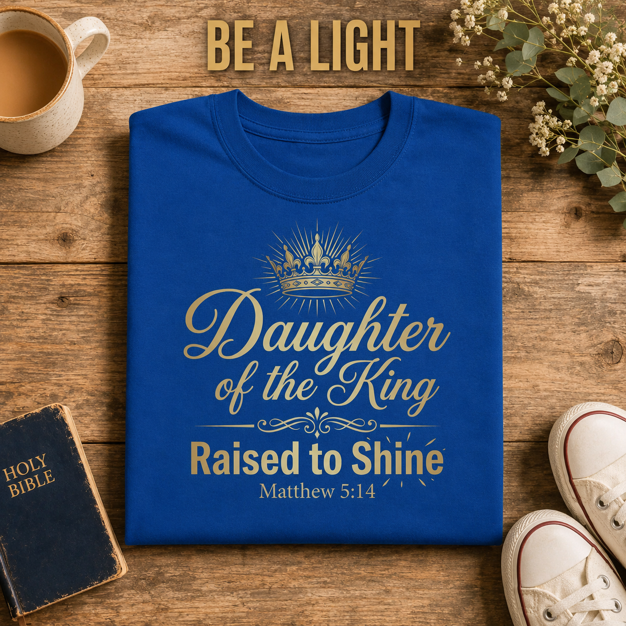 Daughter of the King Raised to Shine T-Shirt_folded_flatlay