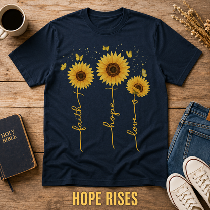 Sunflower Faith Hope Love T-Shirt_style_flat
