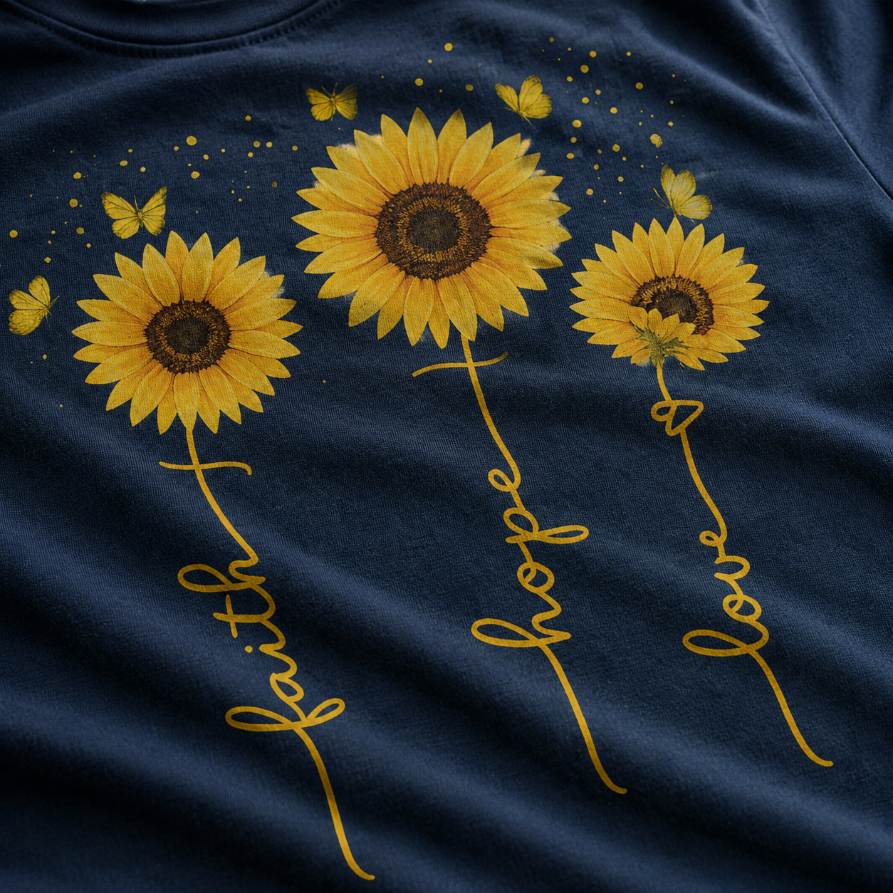 Sunflower Faith Hope Love T-Shirt_macro_detail