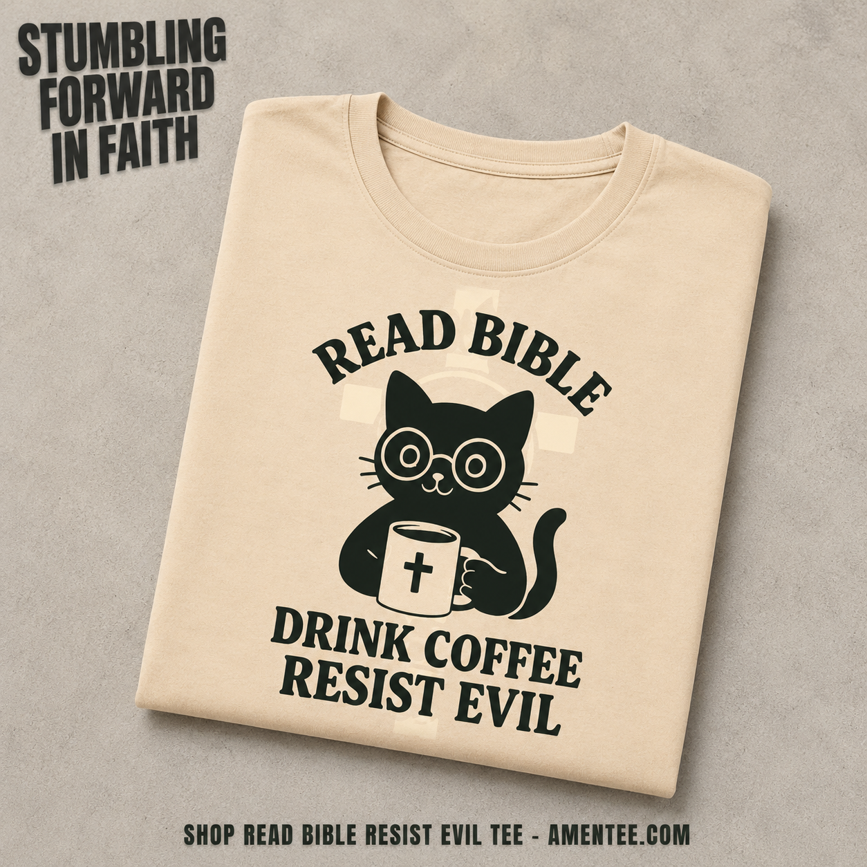 Read Bible Resist Evil Cat T-Shirt_fold_tilt