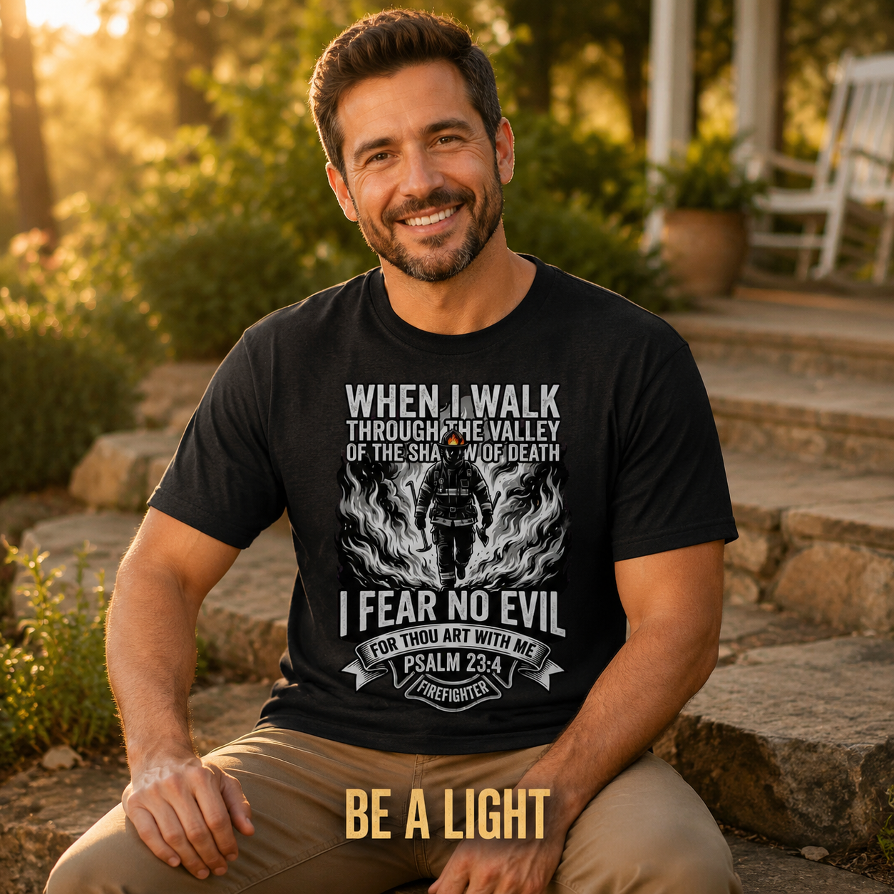 Fear No Evil Firefighter T-Shirt_ls_golden