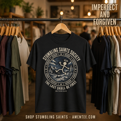 Stumbling Saints Society T-Shirt_boutique_rack