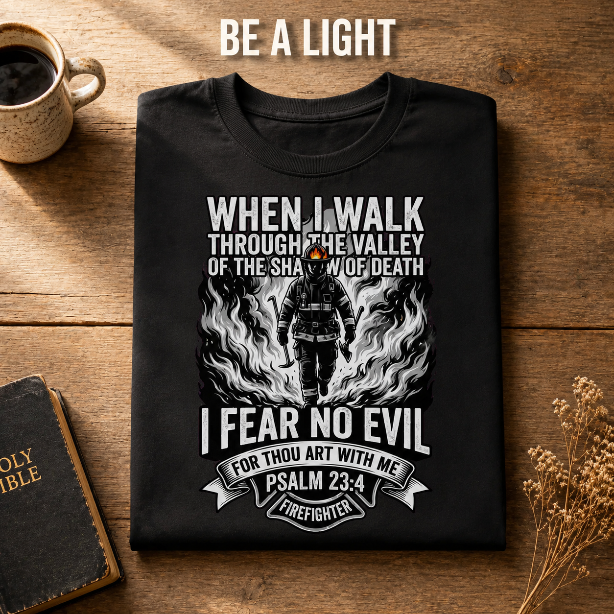 Fear No Evil Firefighter T-Shirt_folded_flatlay