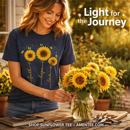 Sunflower Faith Hope Love T-Shirt_contextual