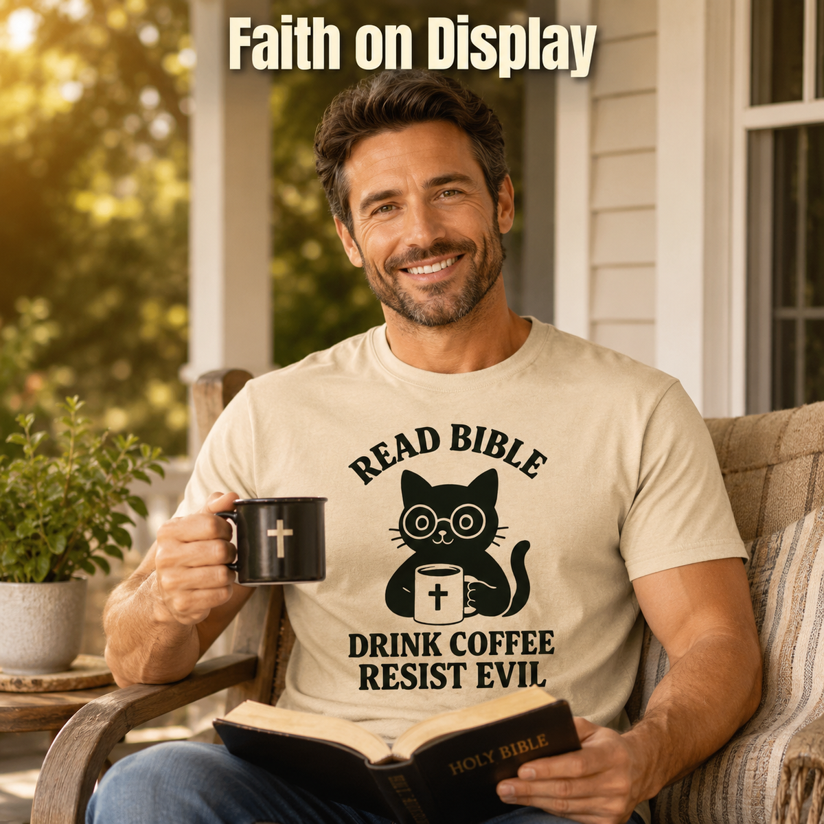 Read Bible Resist Evil Cat T-Shirt_ls_prop