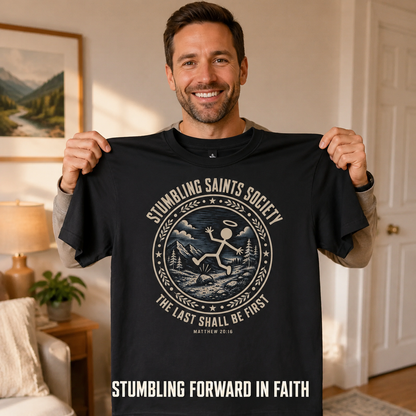 Stumbling Saints Society T-Shirt_ugc_holdup