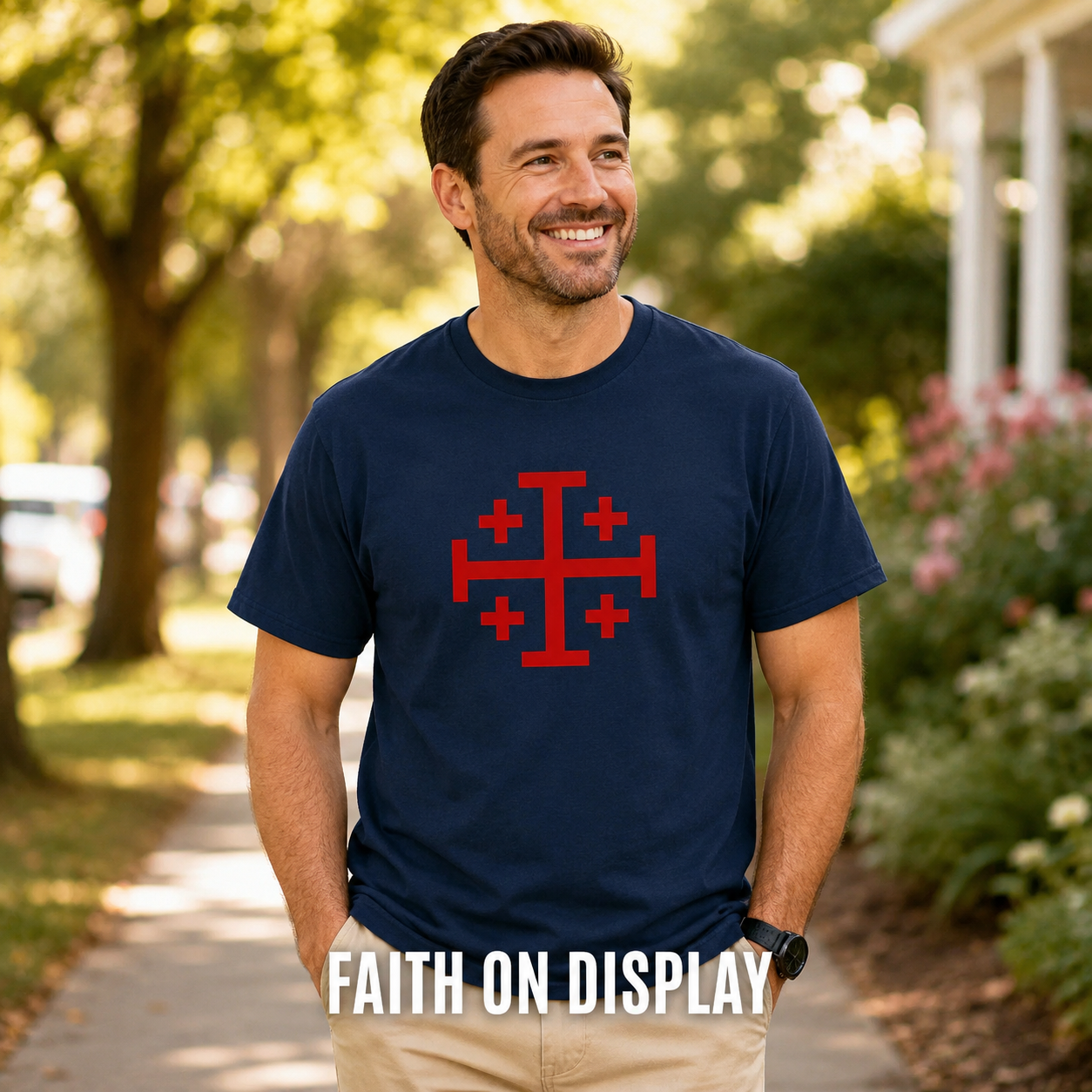 Bold Jerusalem Cross T-Shirt_active_outdoor