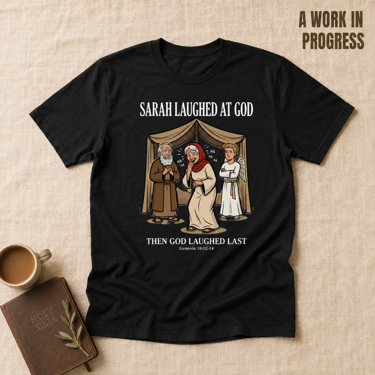 Sarah Laughed at God T-Shirt_min_flat