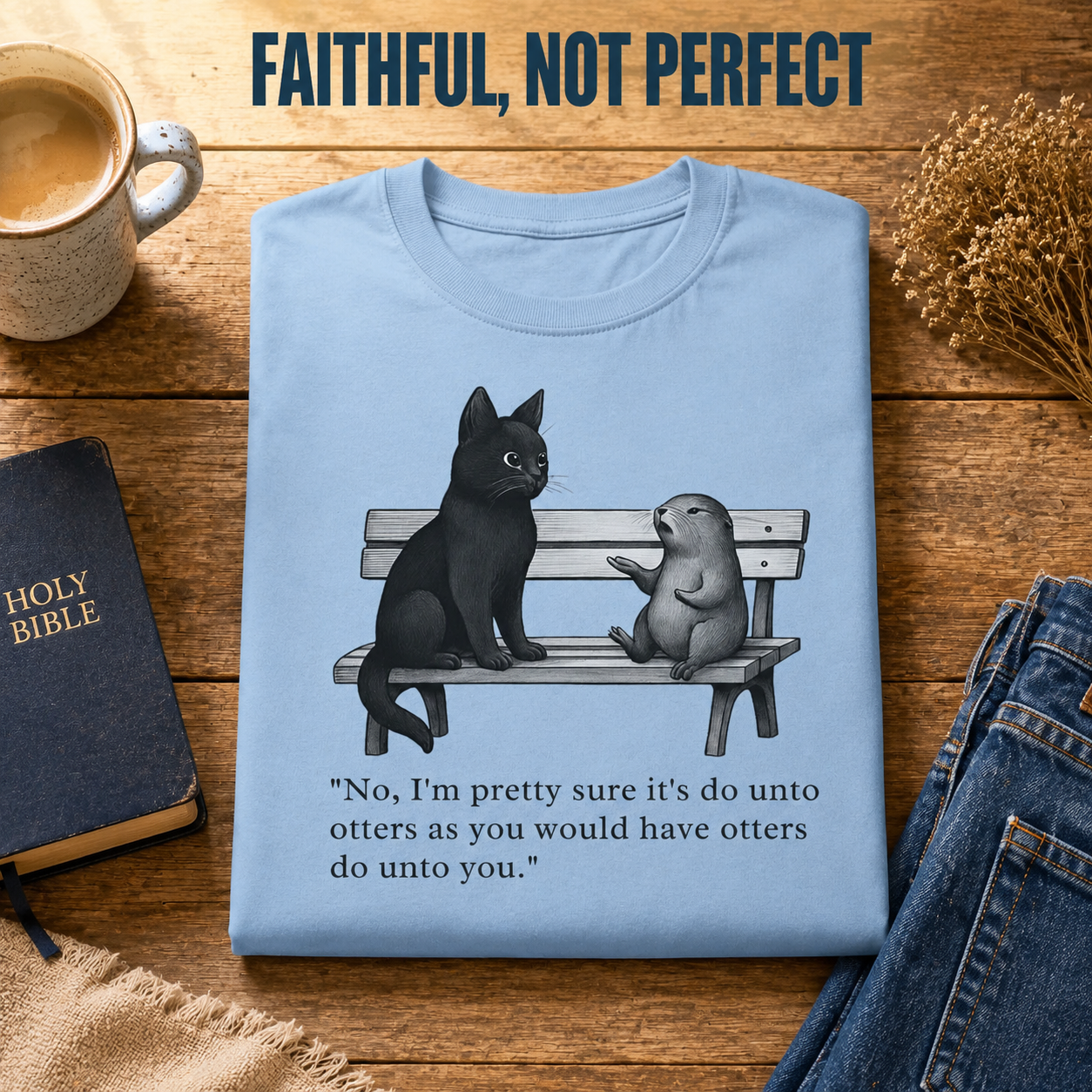 Do Unto Otters Humor T-Shirt_folded_flatlay