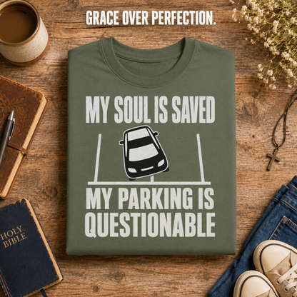 Questionable Parking T-Shirt_folded_flatlay