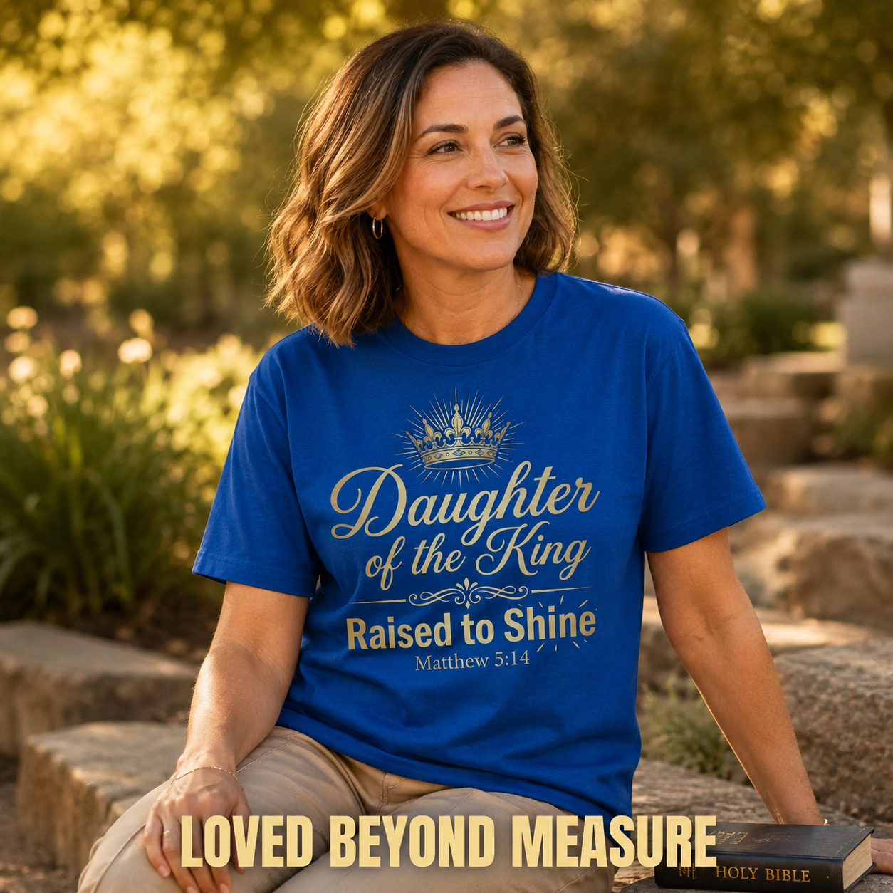 Daughter of the King Raised to Shine T-Shirt_ls_golden