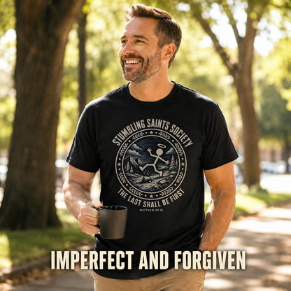 Stumbling Saints Society T-Shirt_active_outdoor