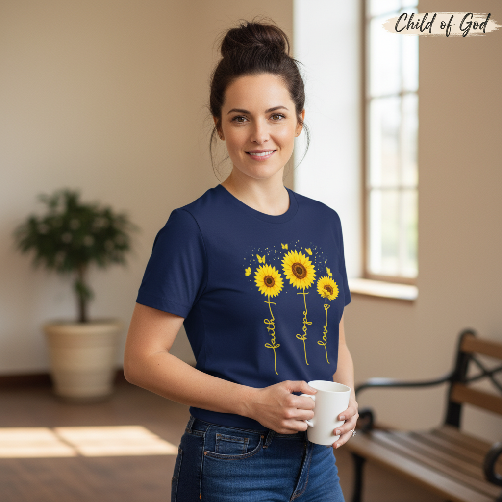 Sunflower Faith Hope Love T-Shirt__lifestyle