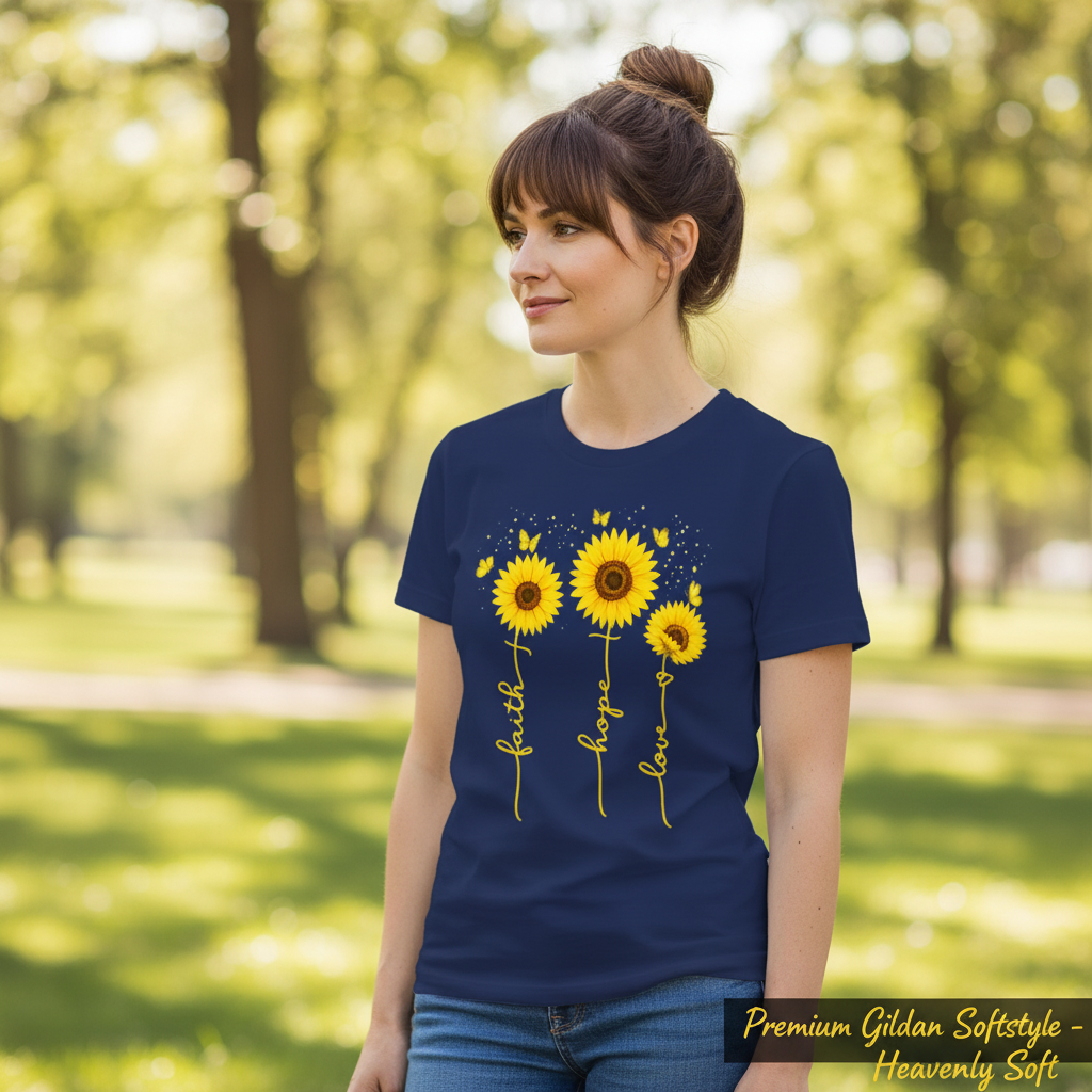 Sunflower Faith Hope Love T-Shirt__space