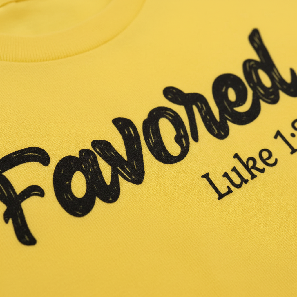 Favored Luke 1:28 T-Shirt__detail