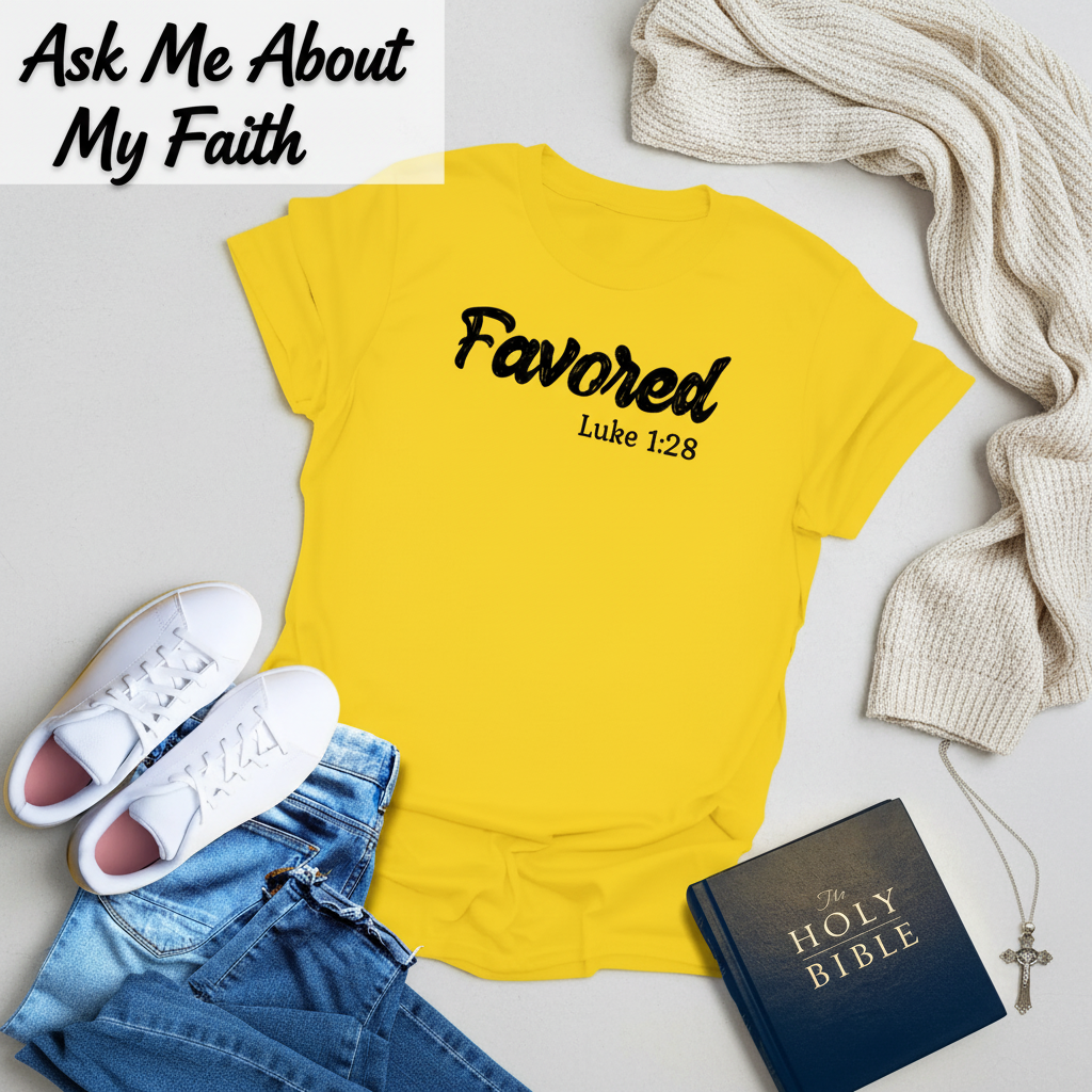 Favored Luke 1:28 T-Shirt__pair