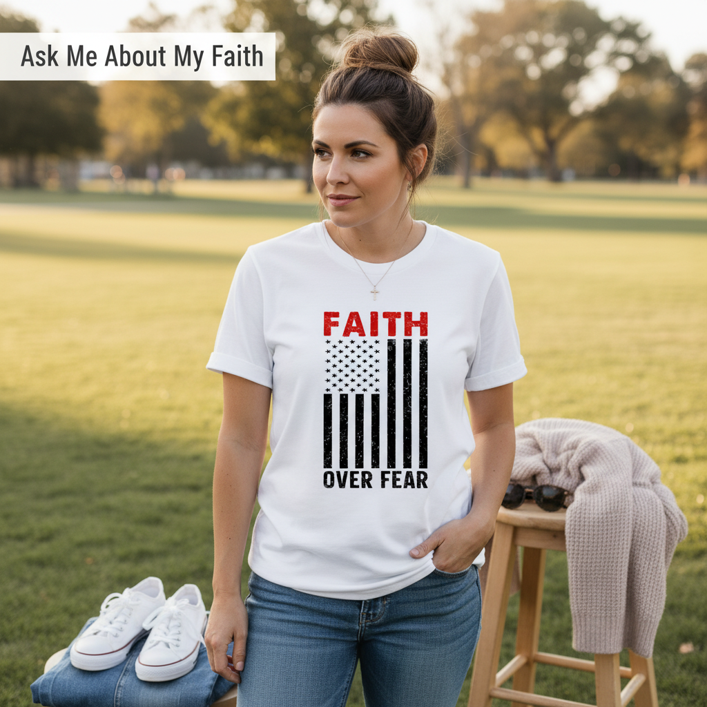 Faith Over Fear Flag T-Shirt__pair