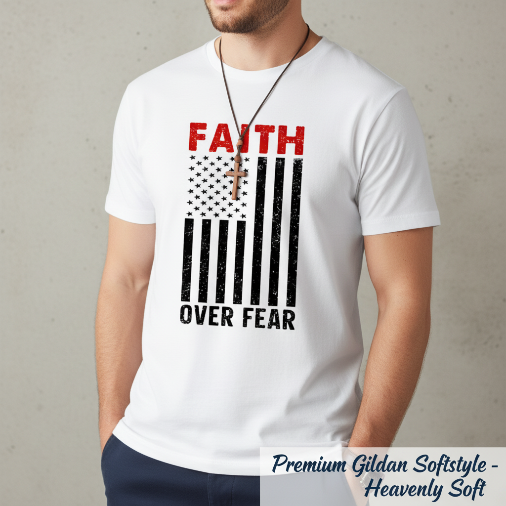 Faith Over Fear Flag T-Shirt__space