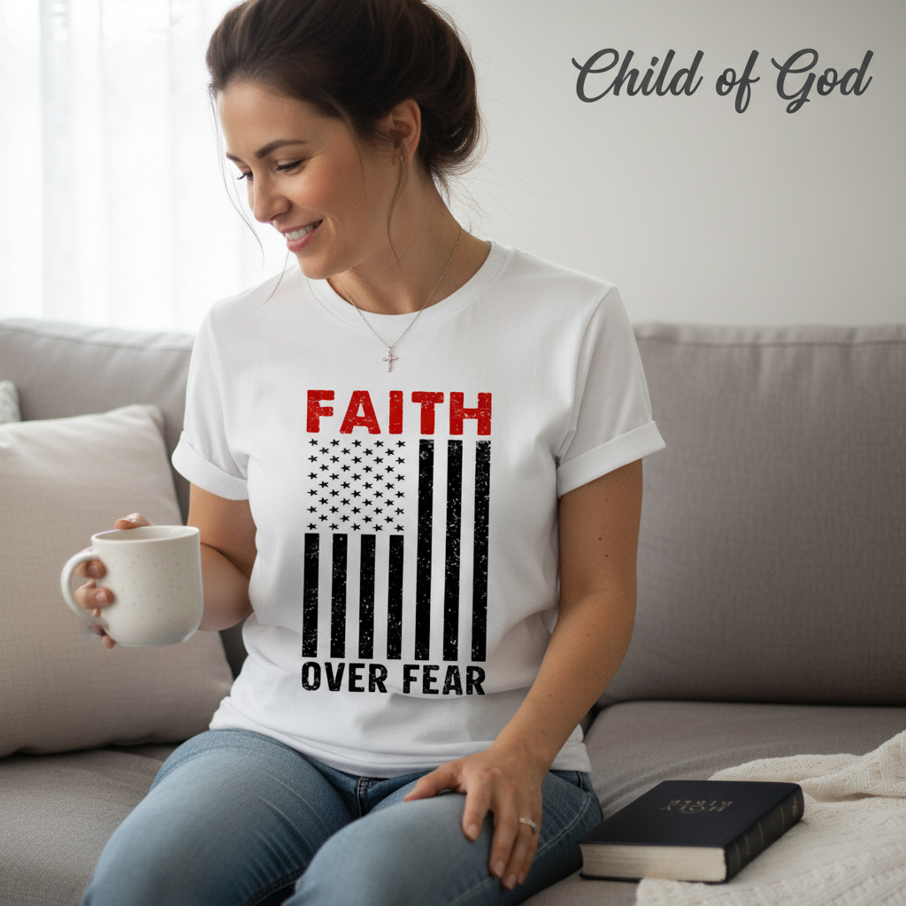 Faith Over Fear Flag T-Shirt__use