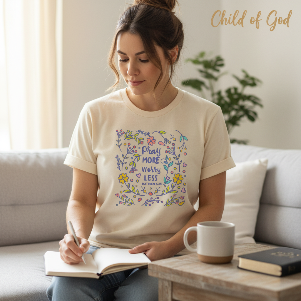 Pray More Worry Less T-Shirt__use