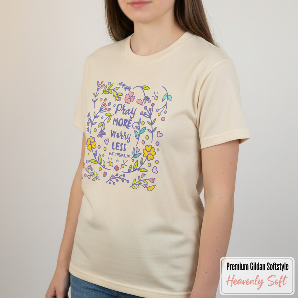 Pray More Worry Less T-Shirt__space