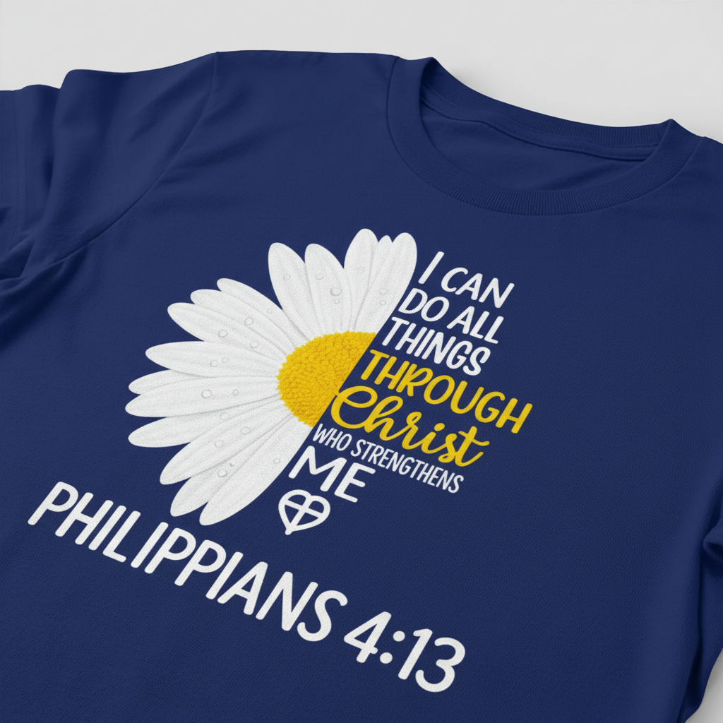 Strength in Christ Daisy T-Shirt__detail